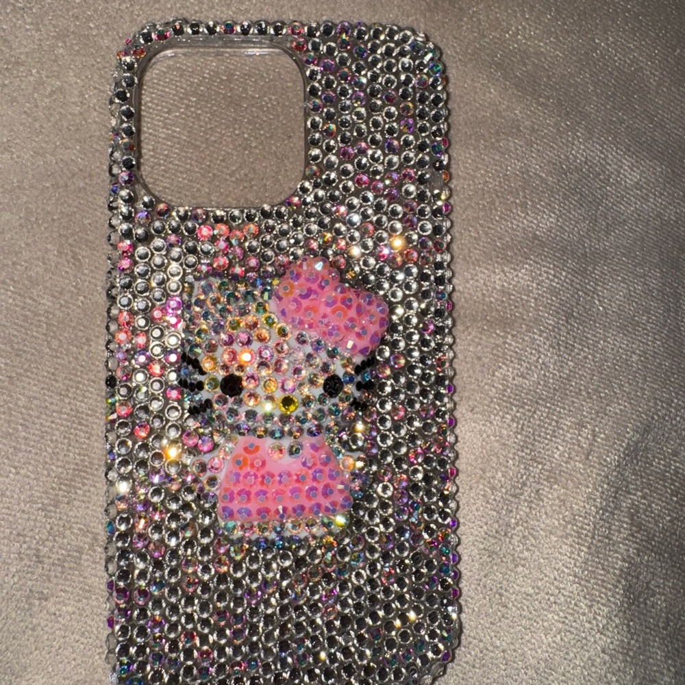 Rhinestone Bling Phone Case 15 pro max - Pink and Silver